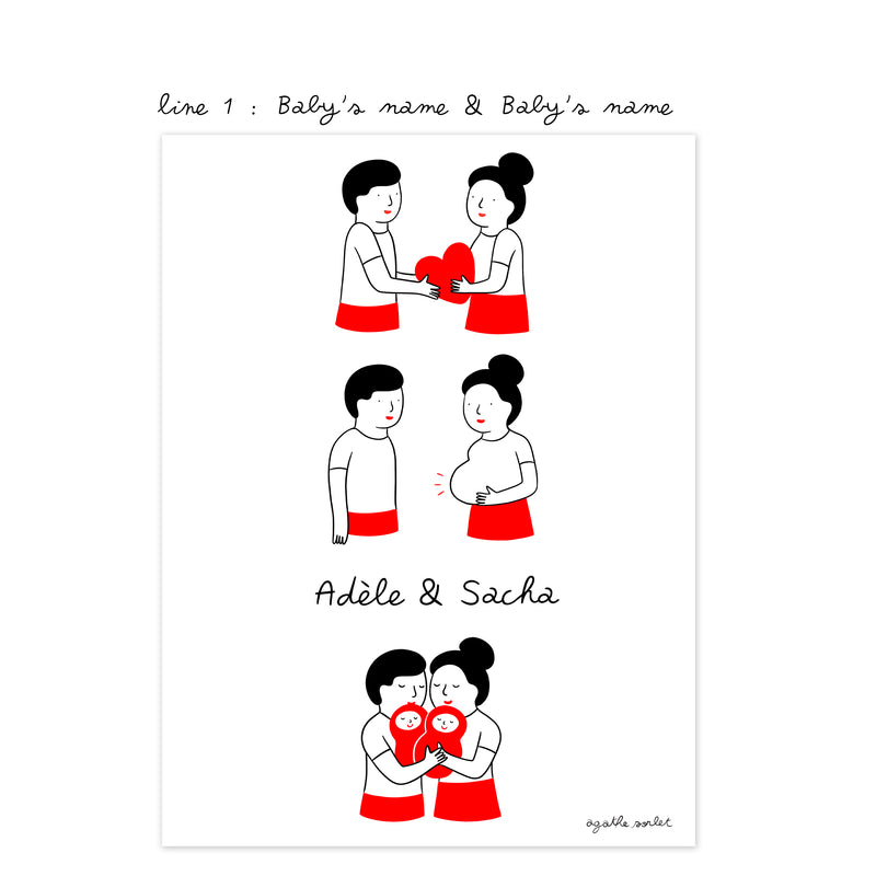 Custom poster - Agathe Sorlet - 2 babies - Personalized Poster