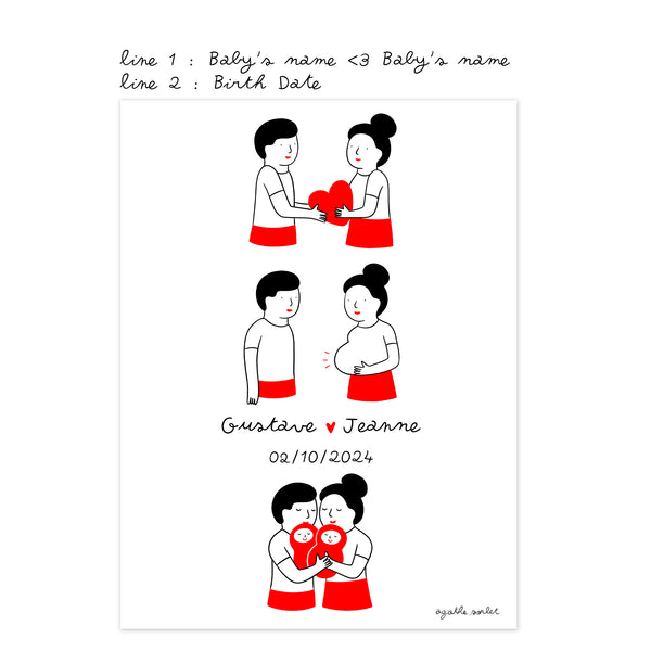 Custom poster - Agathe Sorlet - 2 babies - Personalized Poster