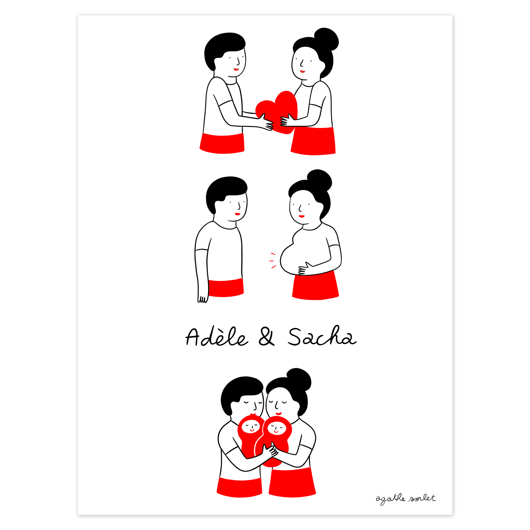 Custom poster - Agathe Sorlet - 2 babies - Personalized Poster