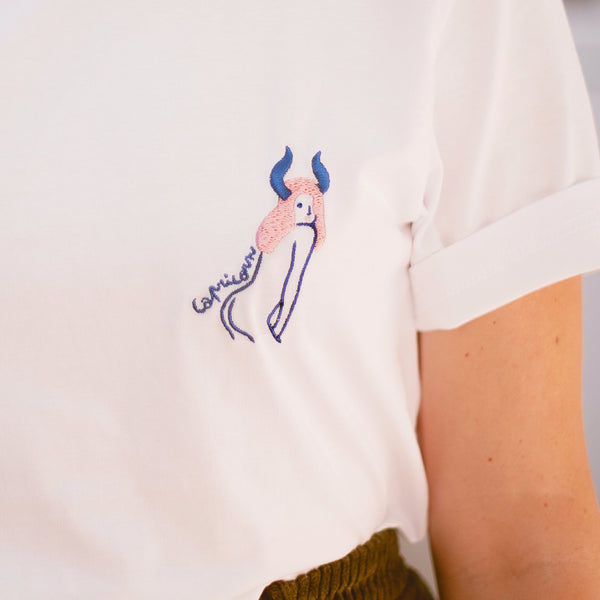 T-shirt - Agathe Sorlet - EMBROIDERED CAPRICORN T - SHIRT