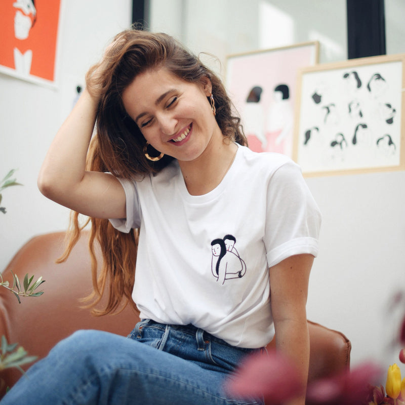 T-shirt - Agathe Sorlet - Embroidered T-shirt Amour Câlin