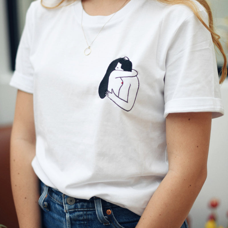 T-shirt - Agathe Sorlet - Embroidered T-shirt Amour Tendresse
