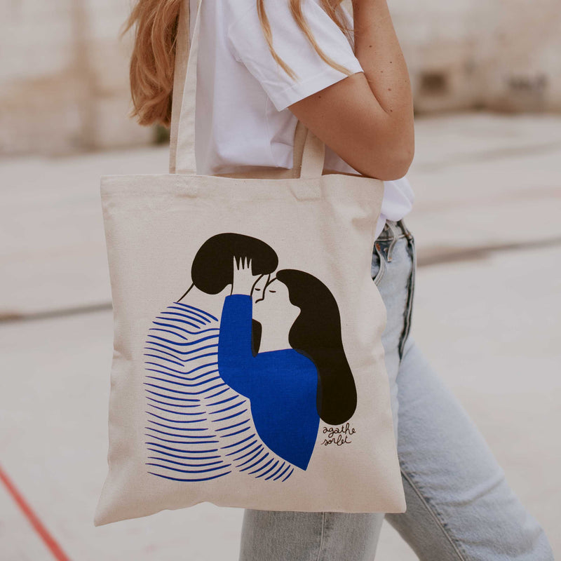 Tote bag - Agathe Sorlet - Blue Stripes Love Tote Bag