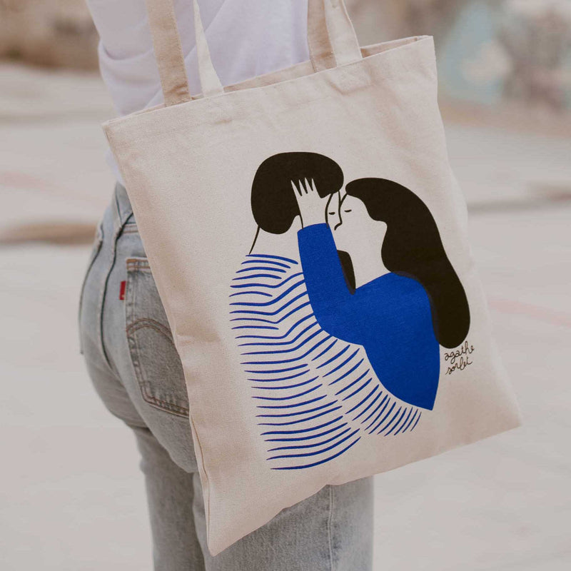Tote bag - Agathe Sorlet - Blue Stripes Love Tote Bag